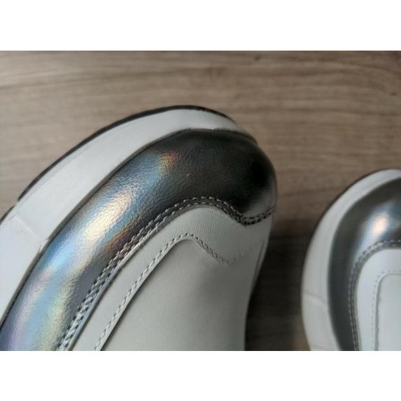 Robert Clergerie White Sea Fashion Boost Sole Comfort Metallic Trim Sneakers Reg - Picture 9 of 12